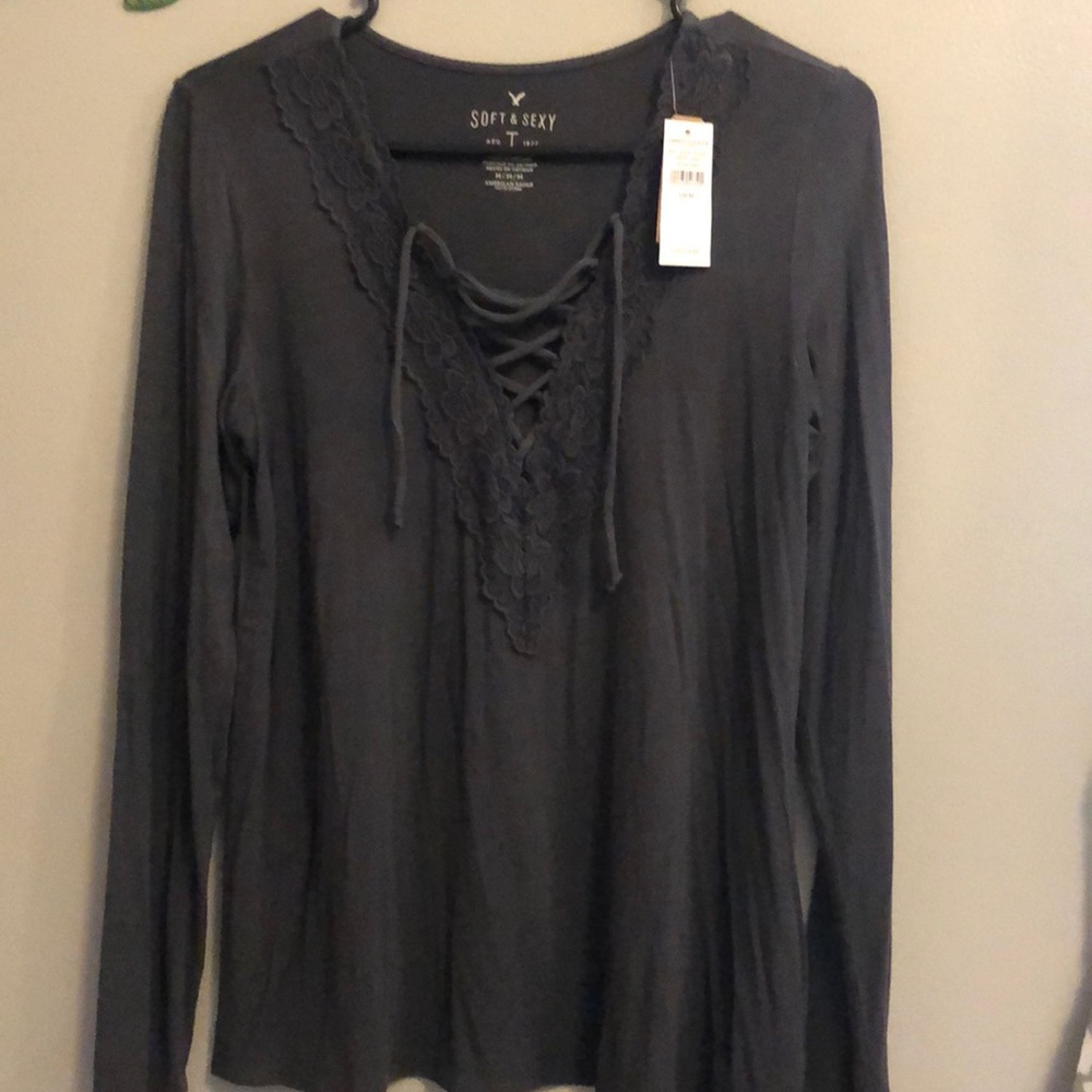 long sleeve lace up top